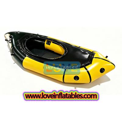 Kayak inflable de viaje Packraft de TPU con asiento blando, packrafts ligeros para rafting en aguas tranquilas/deslizamiento en bicicleta/bote ligero